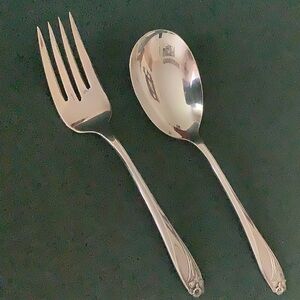 Daffodil Pattern Silverplate Casserole Spoon and Cold Meat Fork
